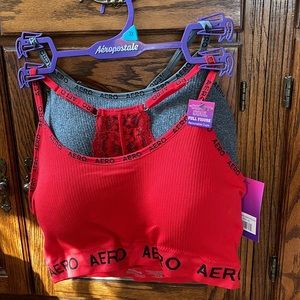 NWT AEROPOSTALE 2 PK RED & GRAY BRA SET